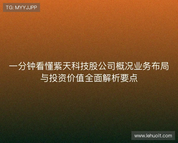 一分钟看懂紫天科技股公司概况业务布局与投资价值全面解析要点 一分钟看懂紫天科技股公司概况业务布局与投资价值全面解析要点